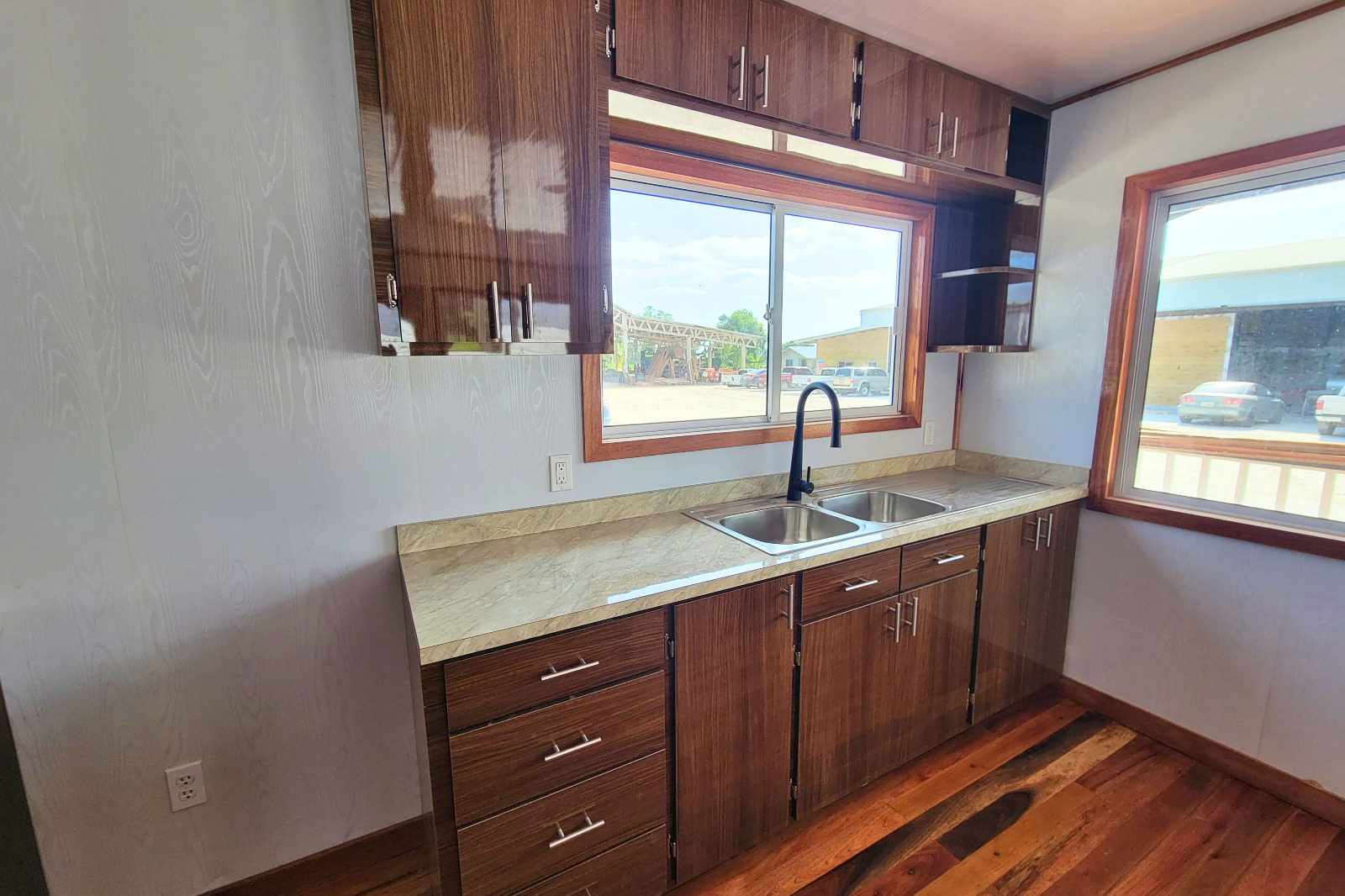 Custom cabinetry run with countertop