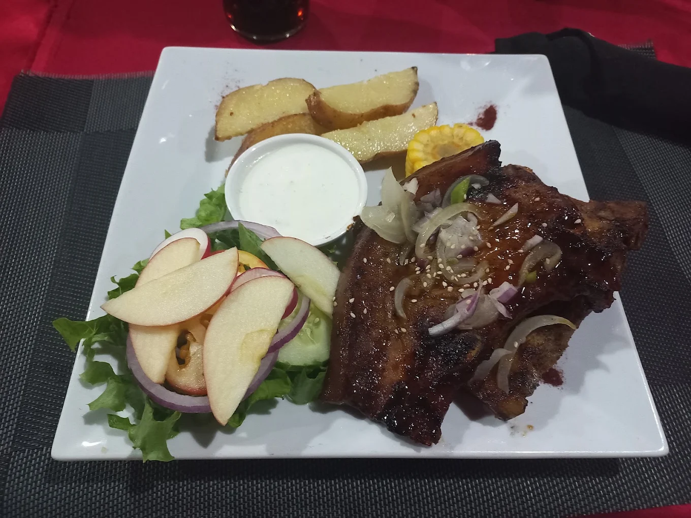 BBQ grilled ribs platter